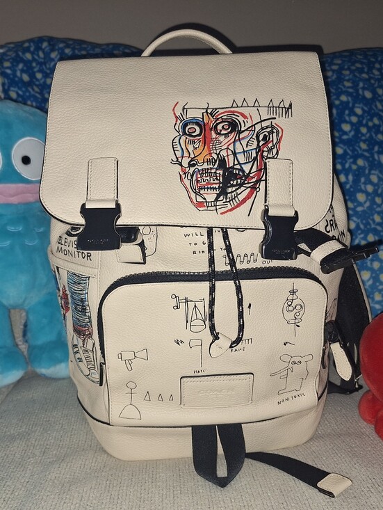 Coach Cream Graphic Backpack, Black Accents Limited Edition Jean-Michel Basquiat